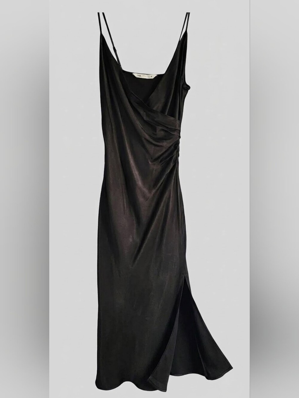 Zara Black Sleeveless Draped Midi Dress